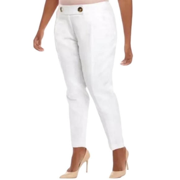 NWT CALVIN KLEIN plus size linen White pants - Picture 1 of 9